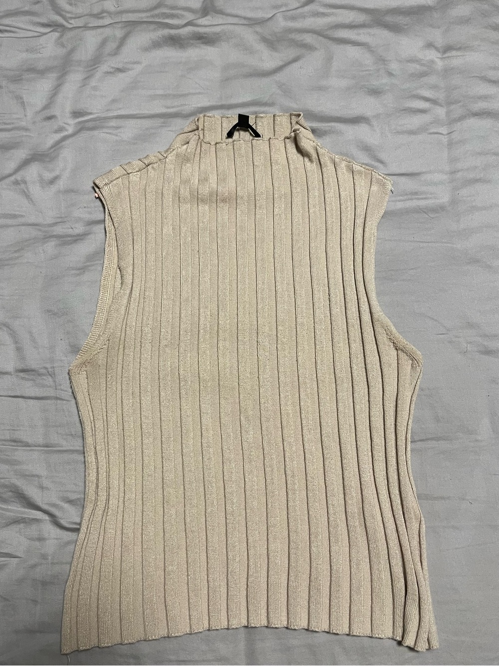 Dynamite Ribbed Mock Neck Sleeveless Top - Cream